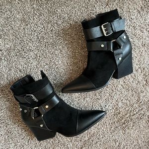 Leather Look O Ring Boots with Zipper